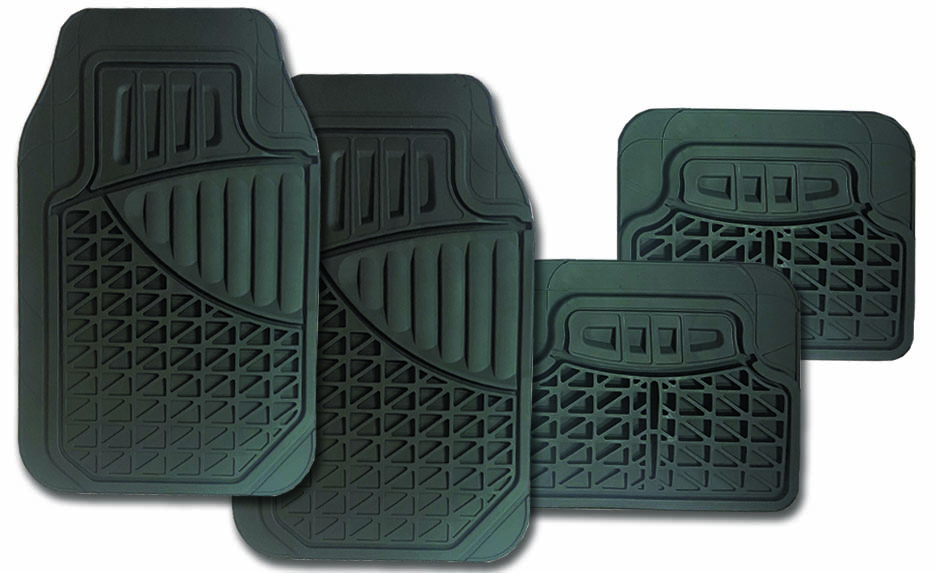 4pc BLACK RUBBER MAT SET