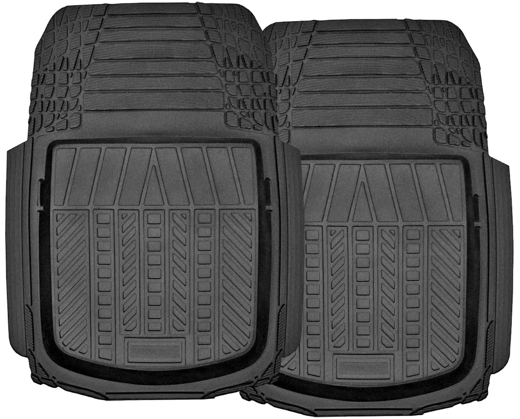 2pc Black Deep Dish Rubber Mat Set