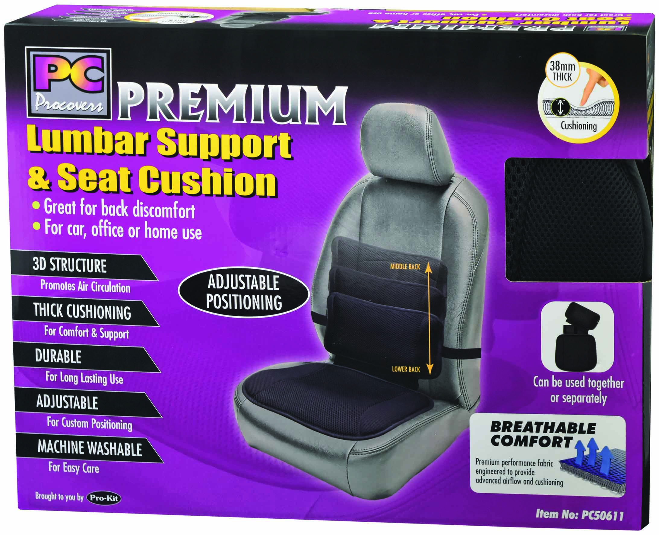 LUMBAR BACK SUPPORT & SEAT CUSHION
