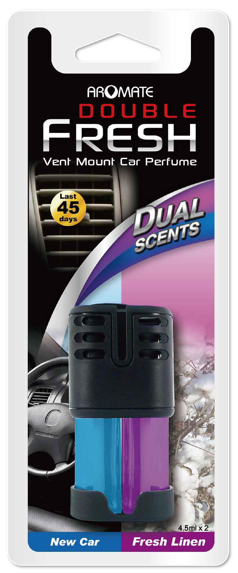 New Car & Fresh Linen Dual Scent Vent Clip Air Freshener