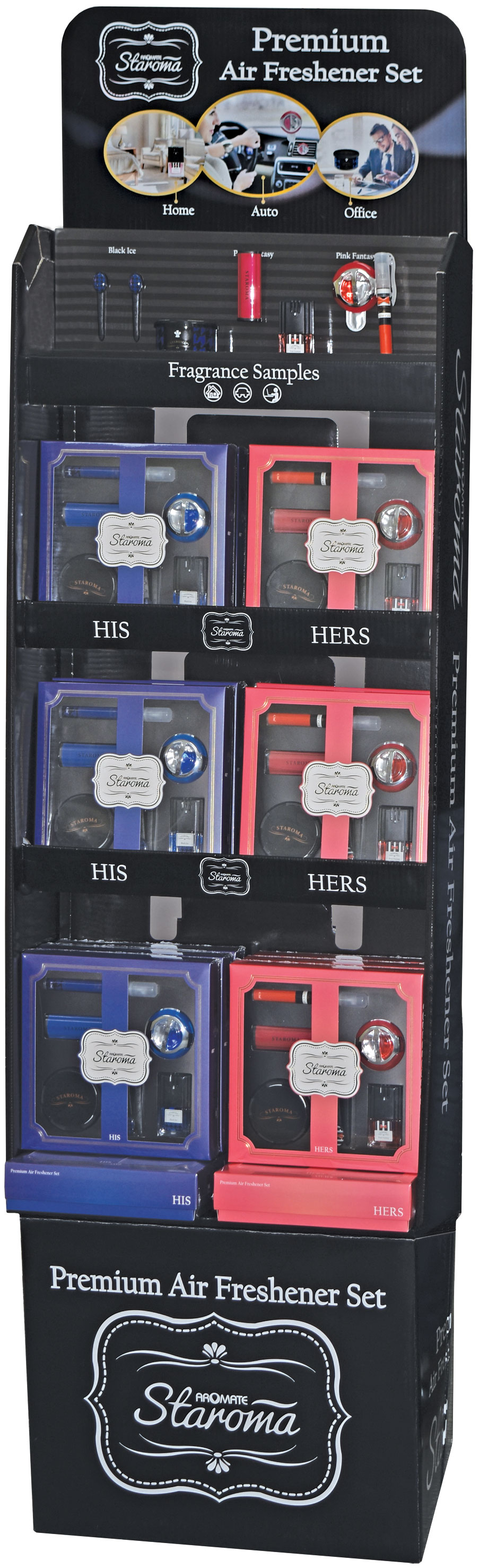 AIR FRESHENER MERCHANDISER – 16 PACK STAROMA GIFT PACK MERCHANDISER WITH 8 X 6pc FOR HIM & 8 X 6pc FOR HER PACKS