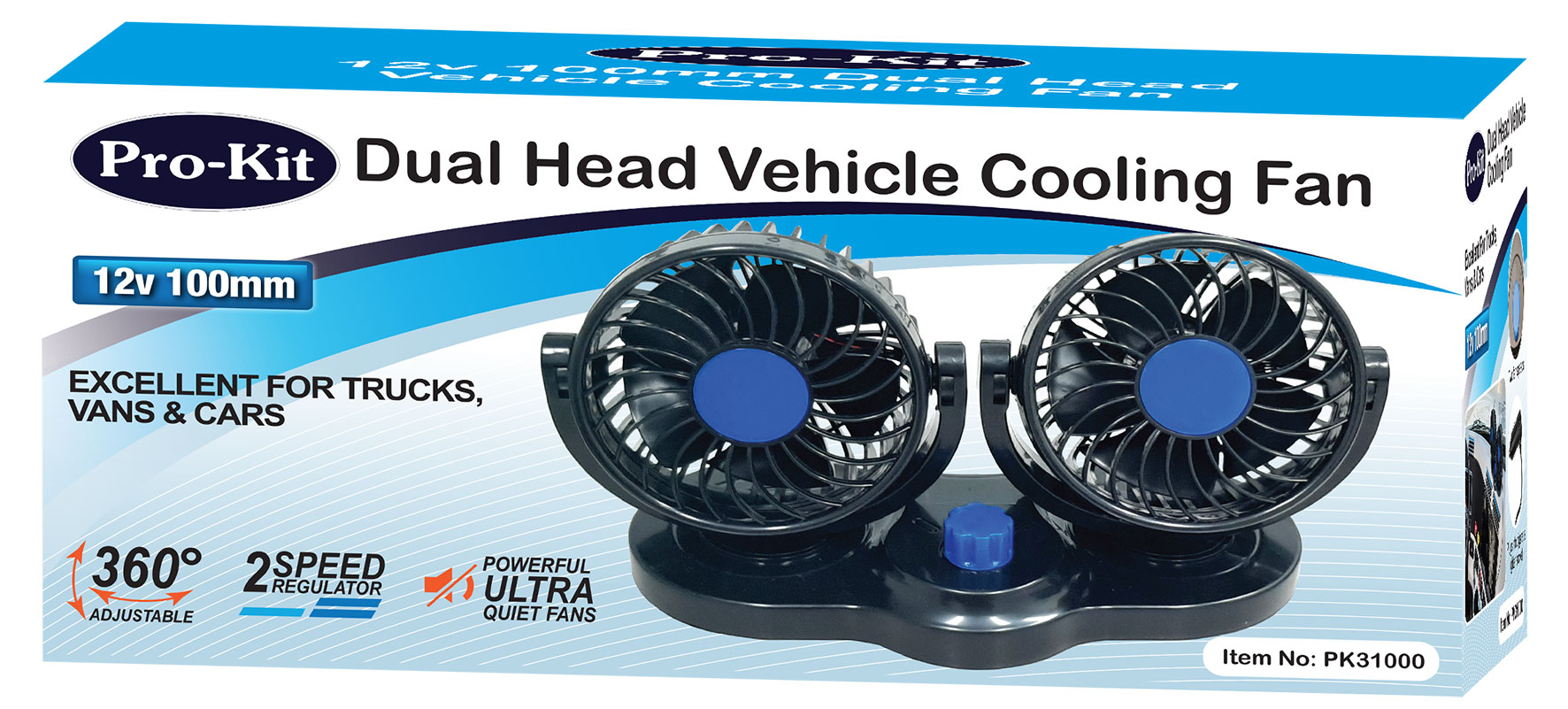 12V 100mm Dual Head Vehicle Fan
