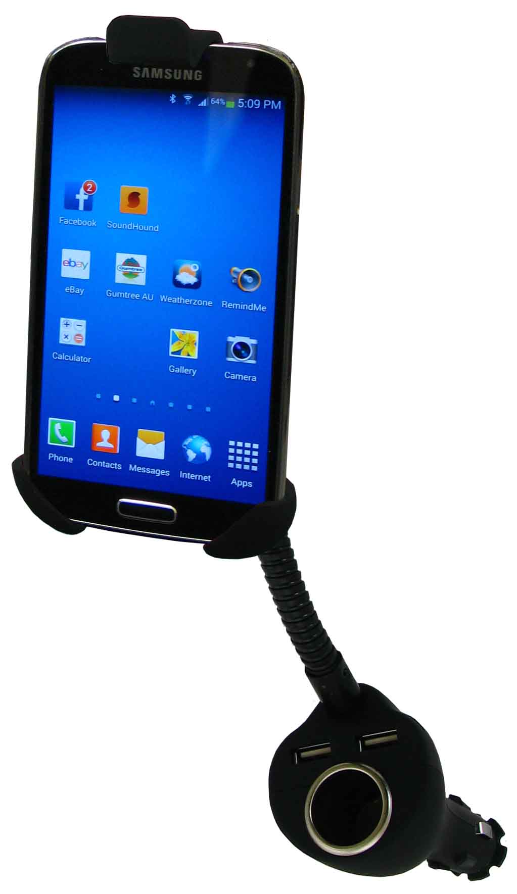 LIGHTER SOCKET & 2 USBs PHONE & NAVIGATOR HOLDER