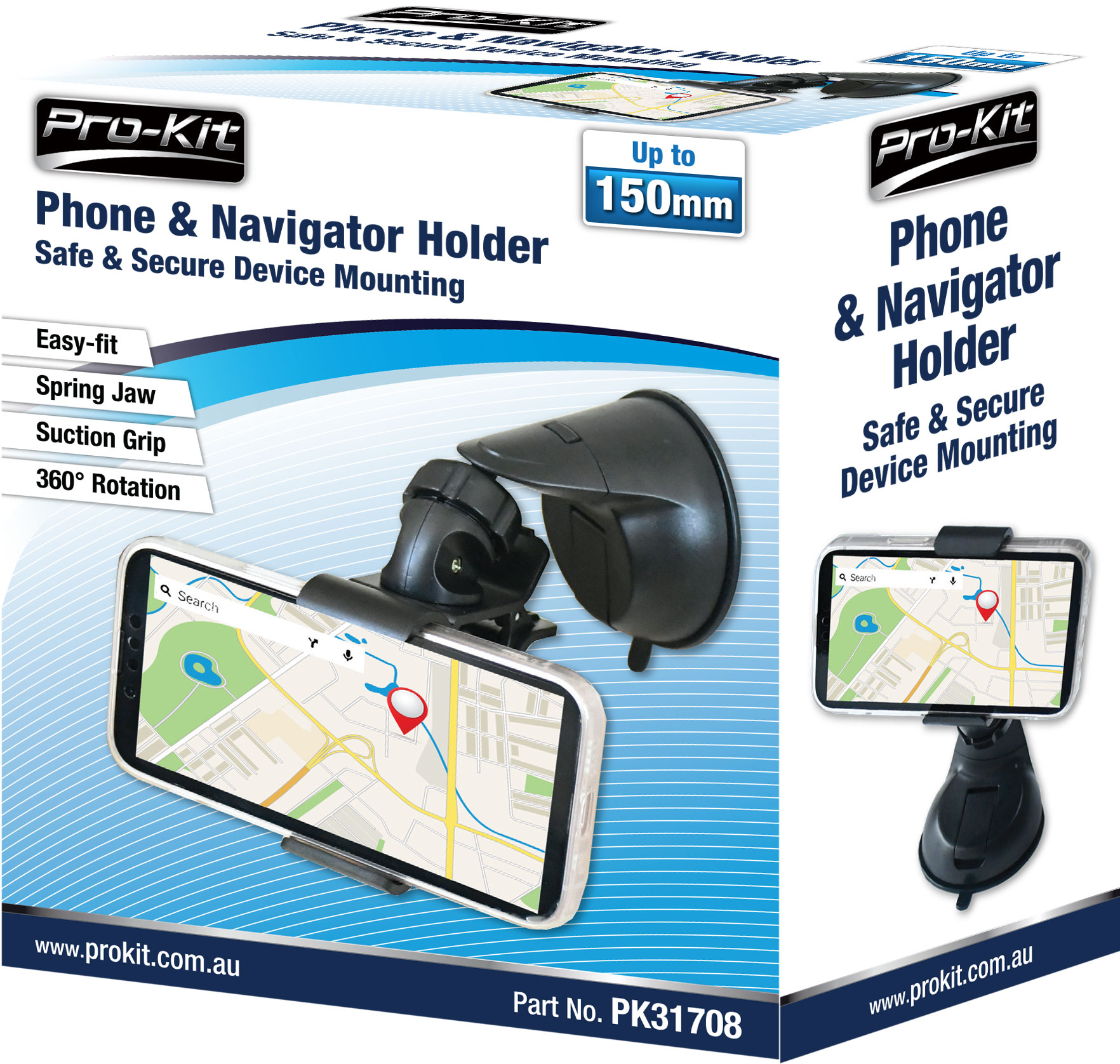 Phone & Navigator Holder with Spring Grip Clamp