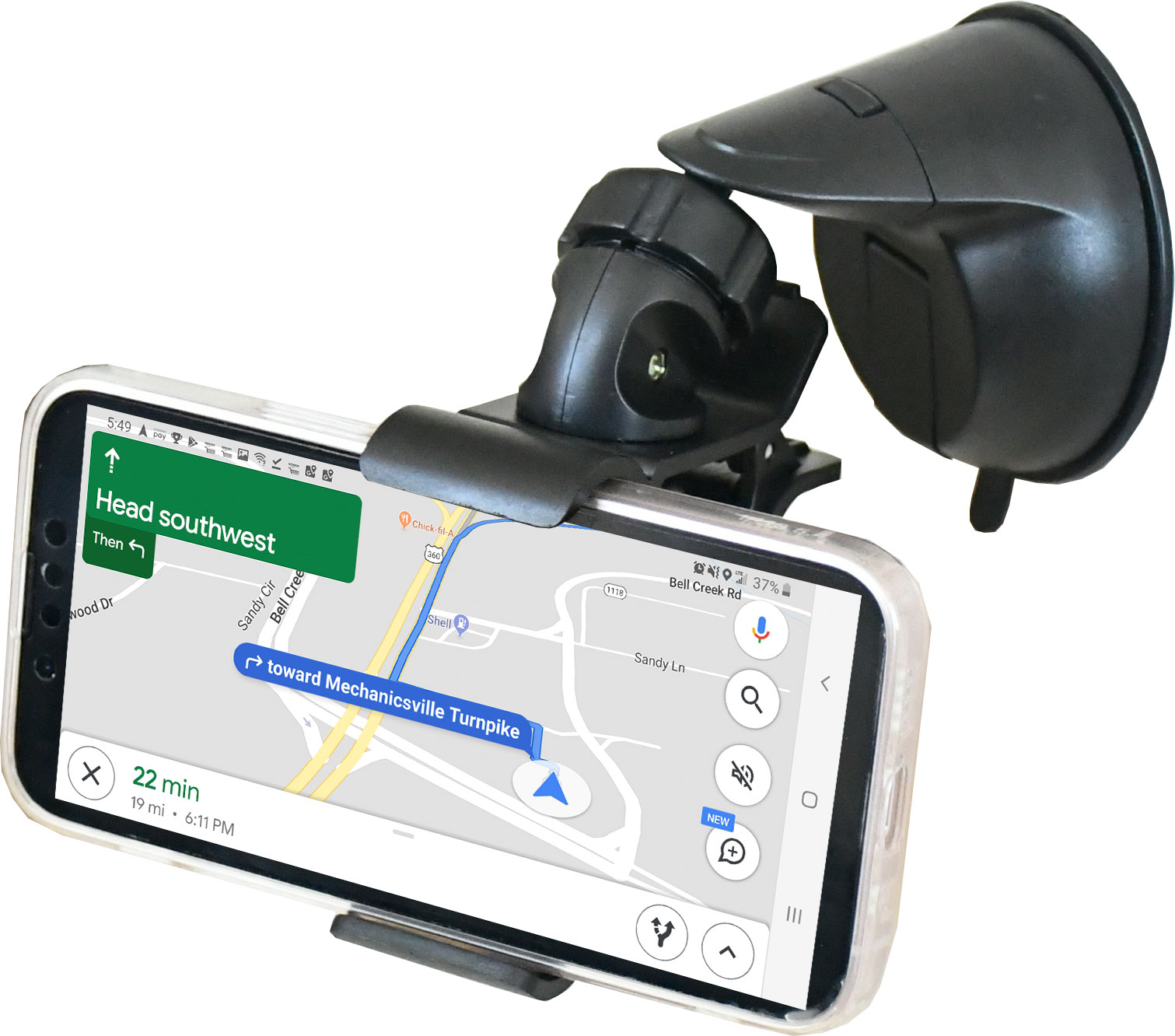 Phone & Navigator Holder with Spring Grip Clamp