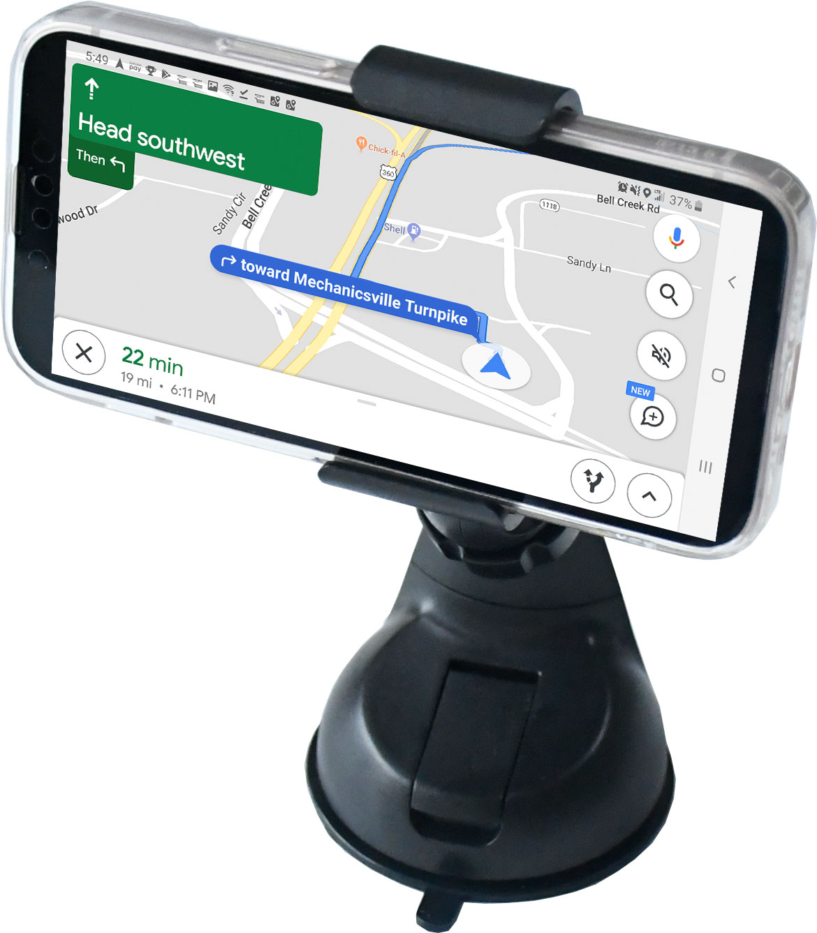 Phone & Navigator Holder with Spring Grip Clamp