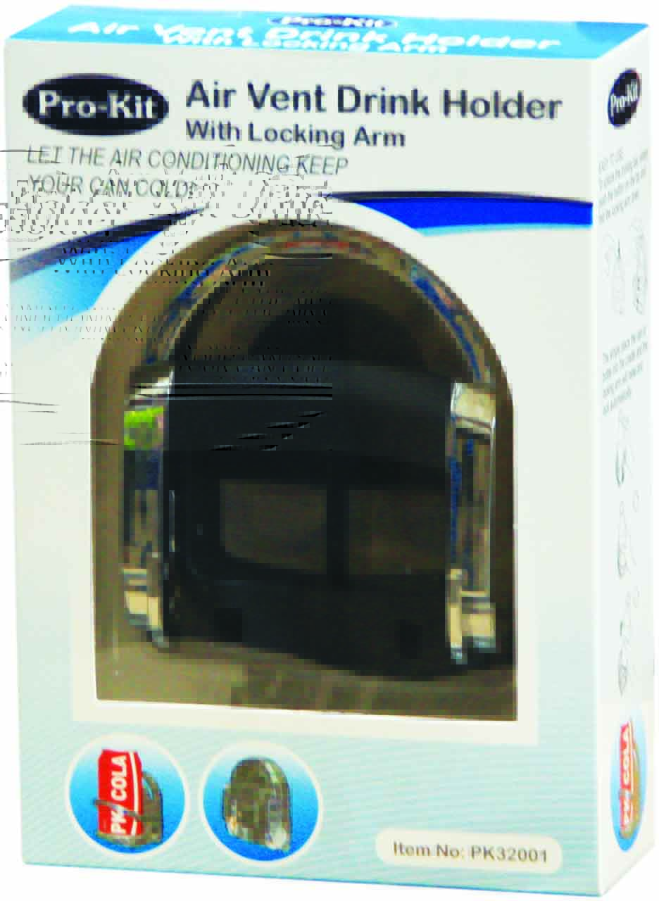 CLIP-ON AIR VENT DRINK HOLDER with LOCKING ARM