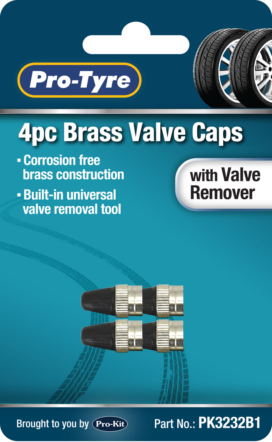 VALVE CAPS – 4pc BRASS WITH VALVE TOOL