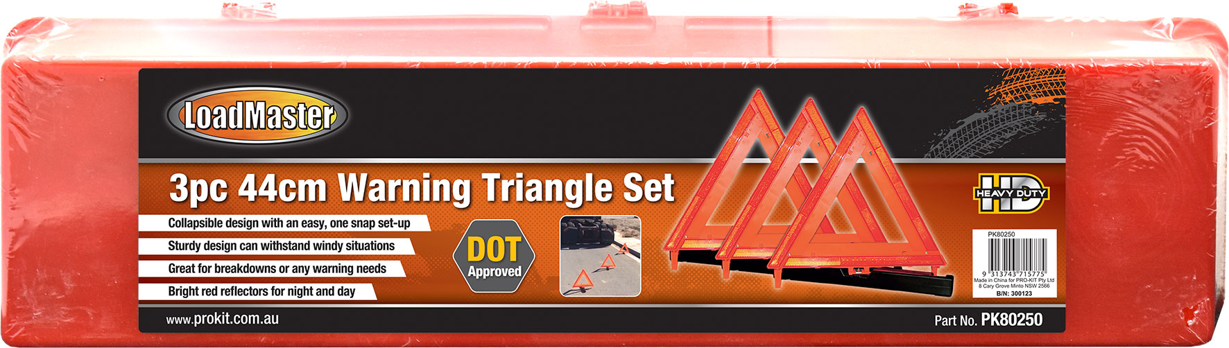 3pc 44cm Warning Triangle Set