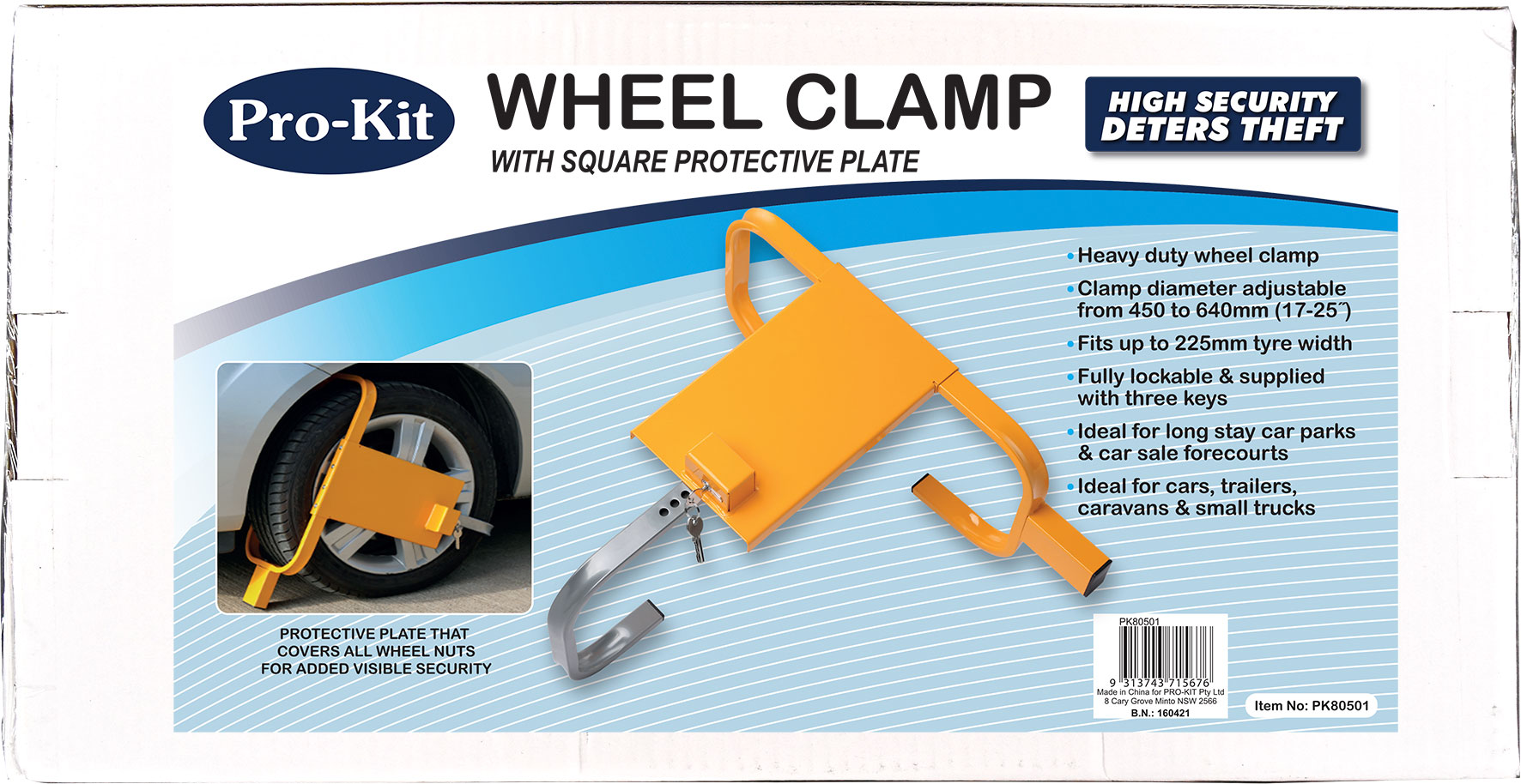 Wheel Clamp with Square, Wheel Nut Protection Plate