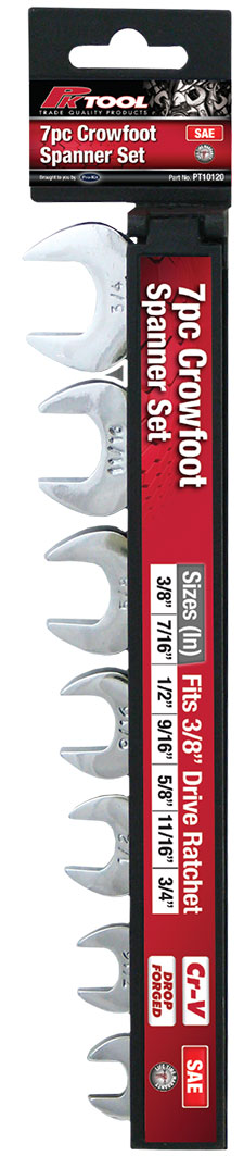 7pc 3/8” SAE  Cr-V CROWFOOT OPEN END SPANNER SET