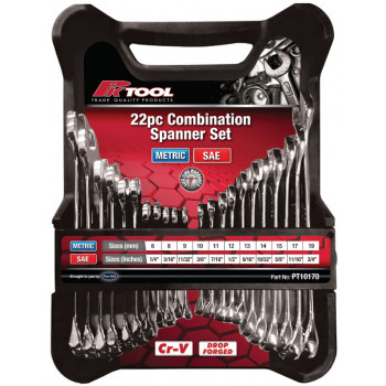 22pc Metric & SAE Combination Spanner Set