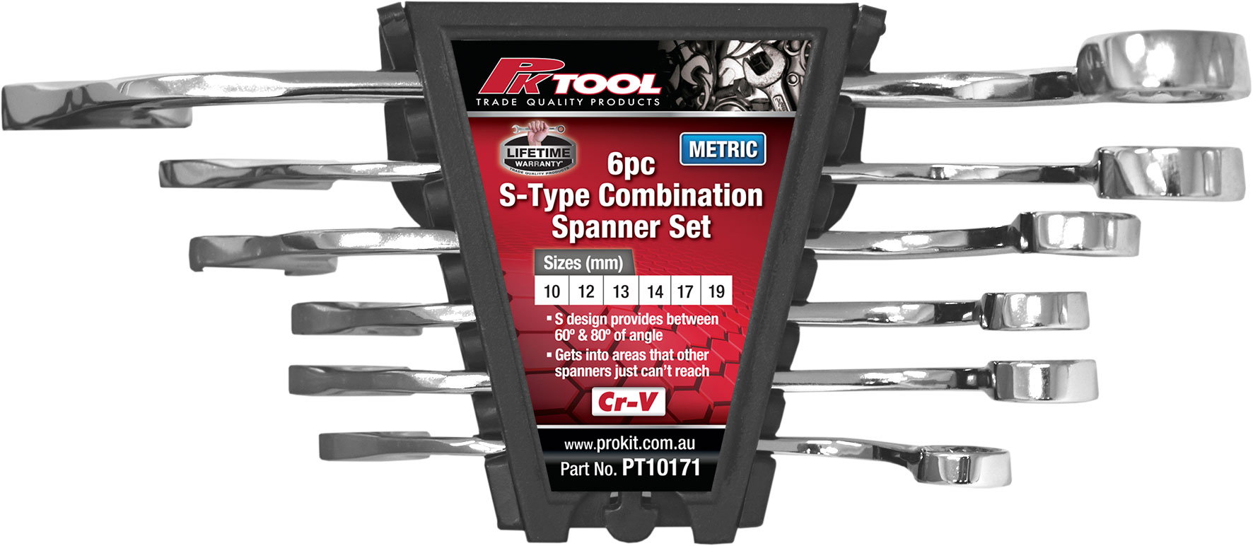 6pc METRIC Cr-V S-TYPE COMBINATION SPANNER SET