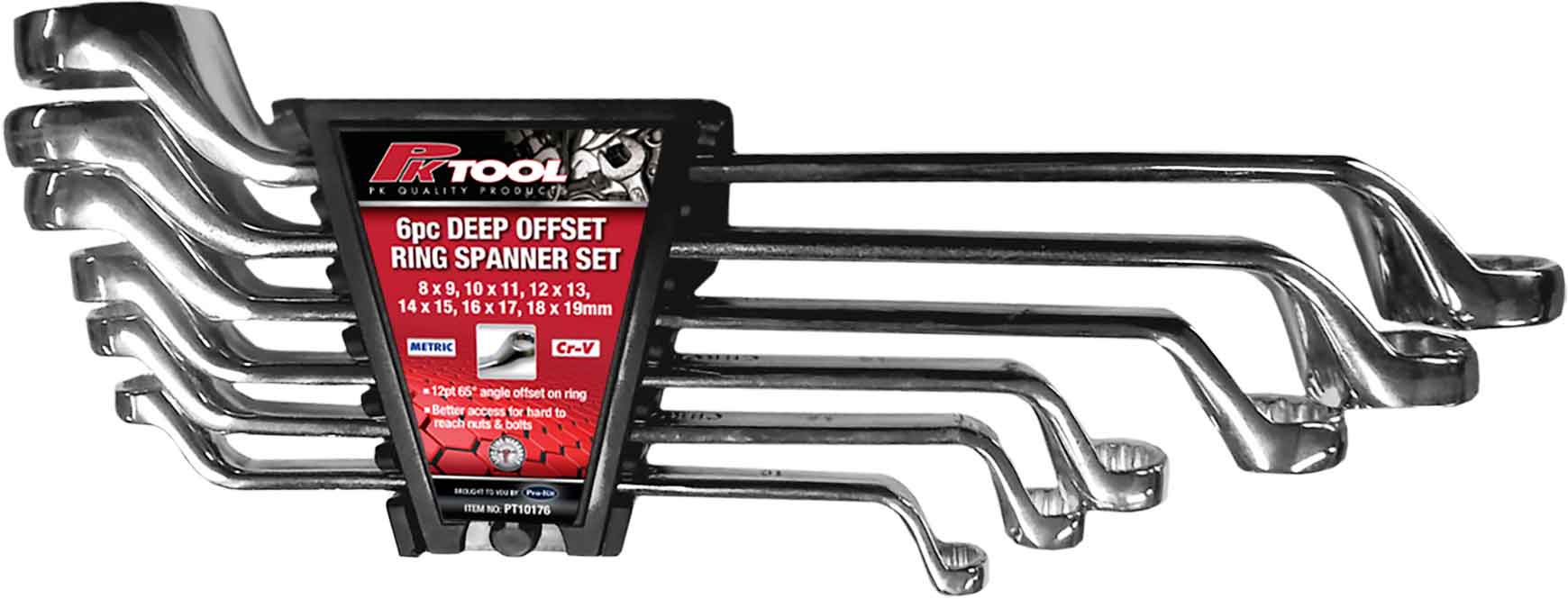 6pc DEEP OFFSET METRIC RING SPANNER SET Cr-V