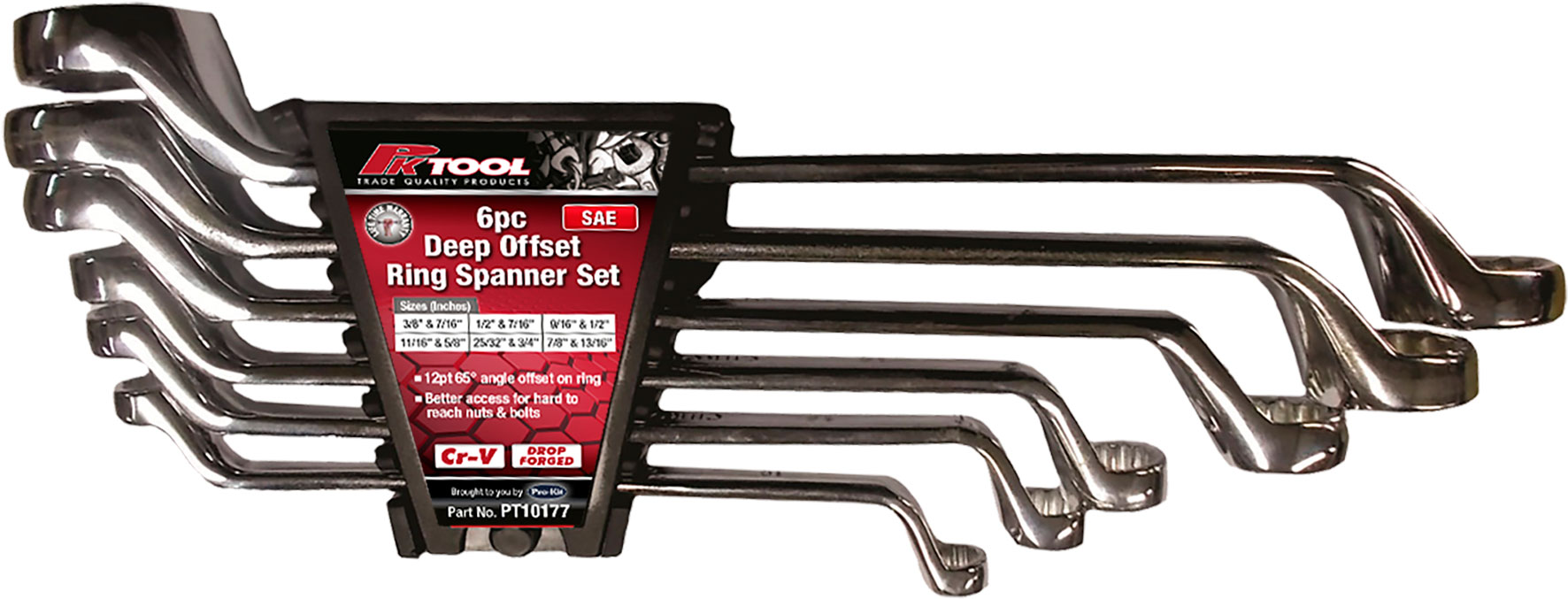 6pc DEEP OFFSET SAE RING SPANNER SET Cr-V