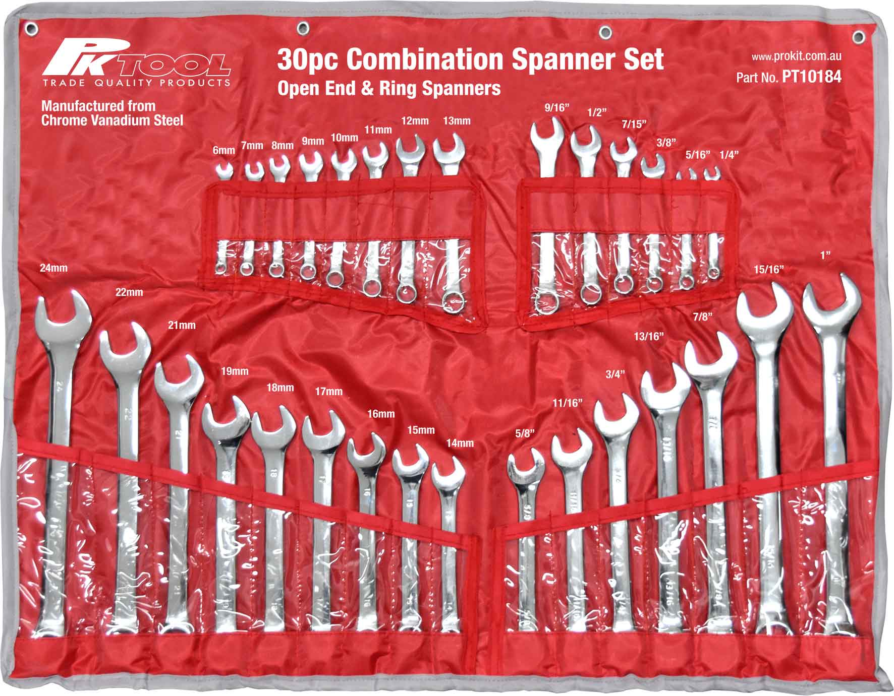30pc METRIC & SAE Cr-V COMBINATION SPANNER SET