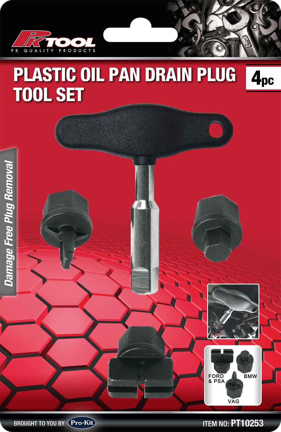 4pc PLASTIC OIL PAN DRAIN PLUG TOOL SET