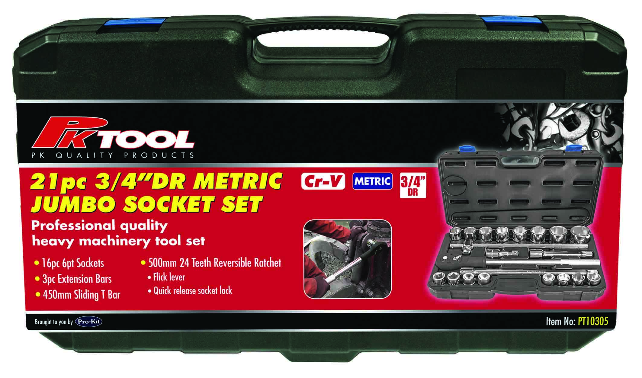 21pc 3/4”DRIVE Cr-V JUMBO METRIC SOCKET SET