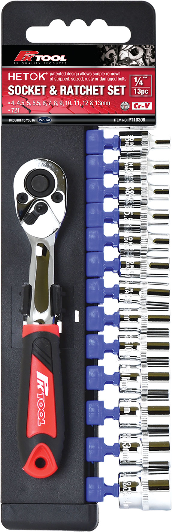 13pc 150mm 1/4” Dr Hetok Socket & Ratchet Set