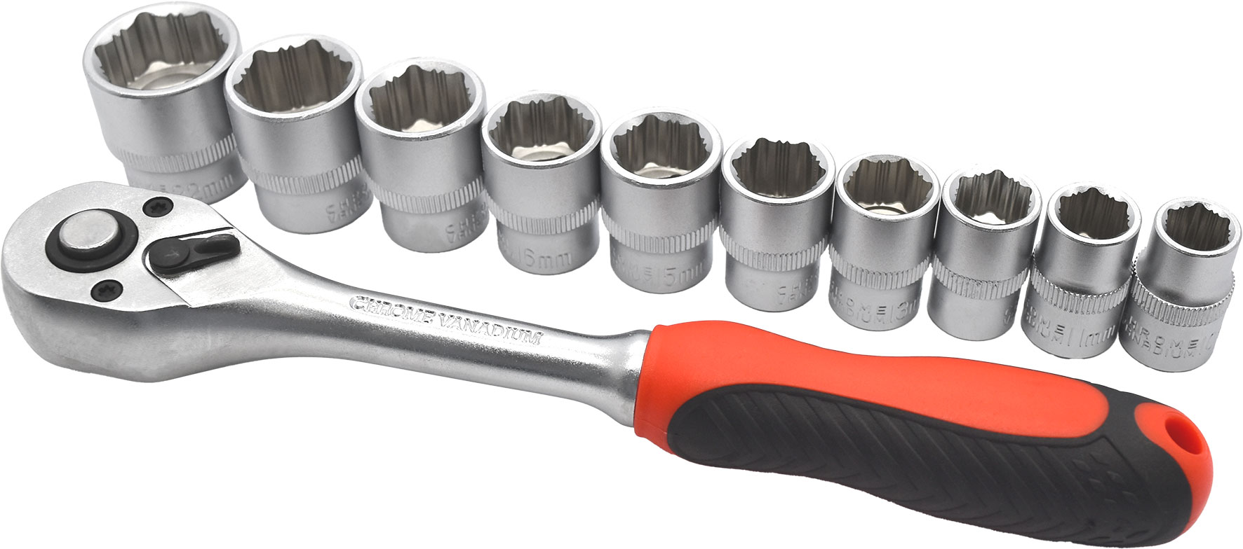 11pc 200mm 3/8” Dr Hetok Socket & Ratchet Set