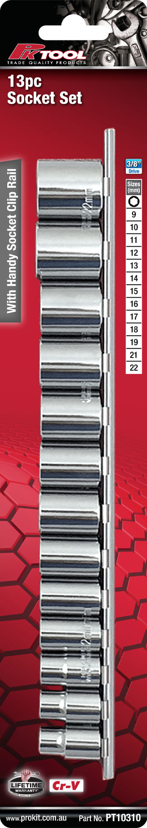 13pc 3/8” Dr Metric Socket Set 6pt