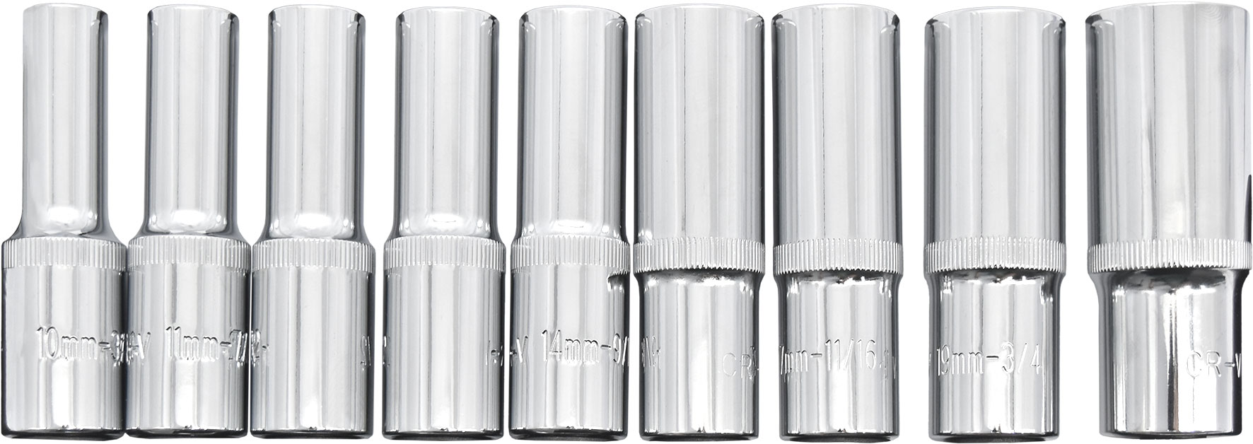 9pc 1/2″ DR METRIC & SAE CR-V MULTI-DRIVE DEEP SOCKET SET