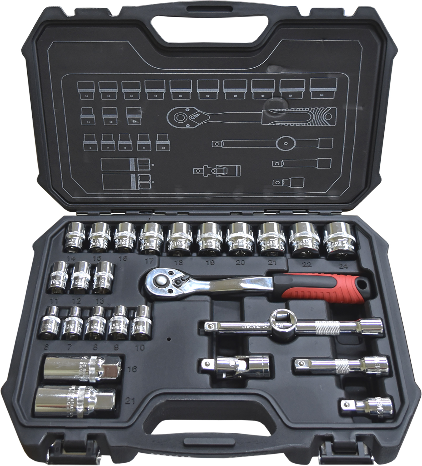 26pc 3/8” Dr Metric Socket Set