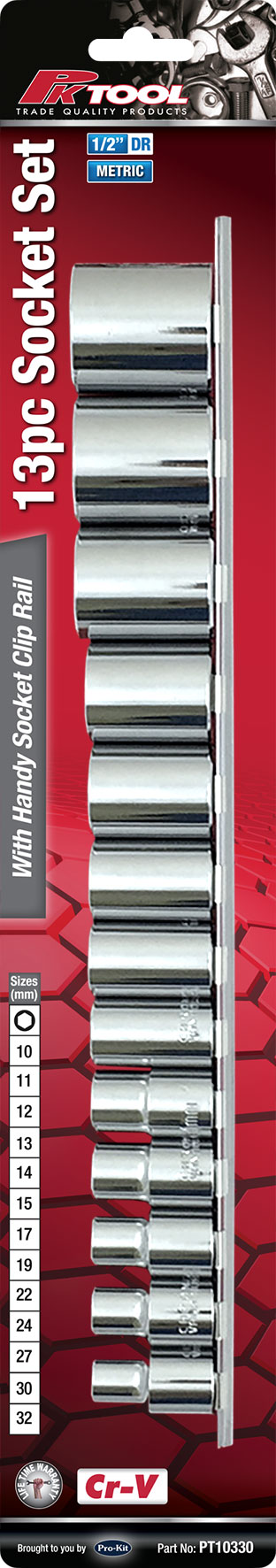 13pc 1/2” Dr Metric Socket Set 6pt