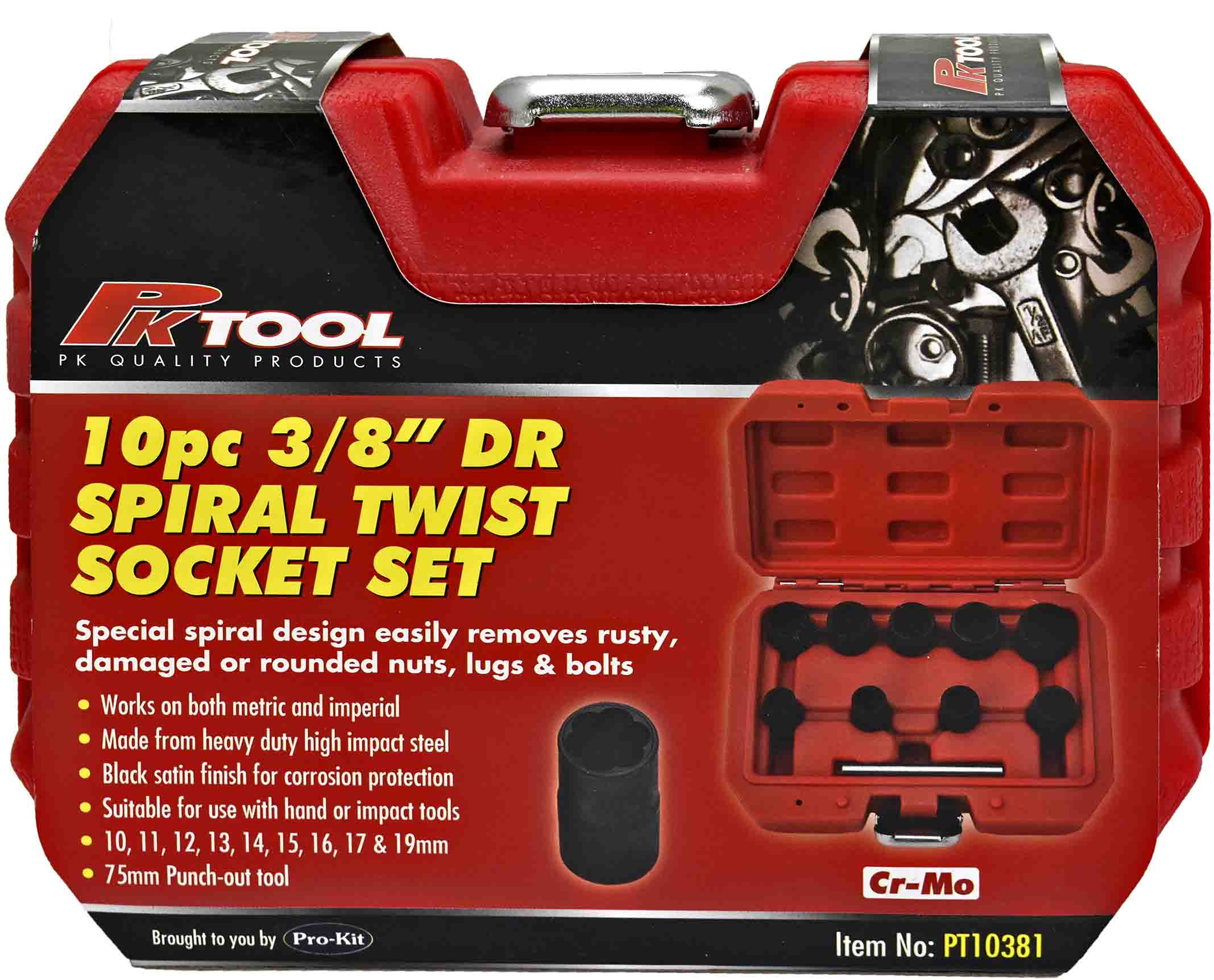 10pc 3/8” DR SPIRAL TWIST SOCKET SET