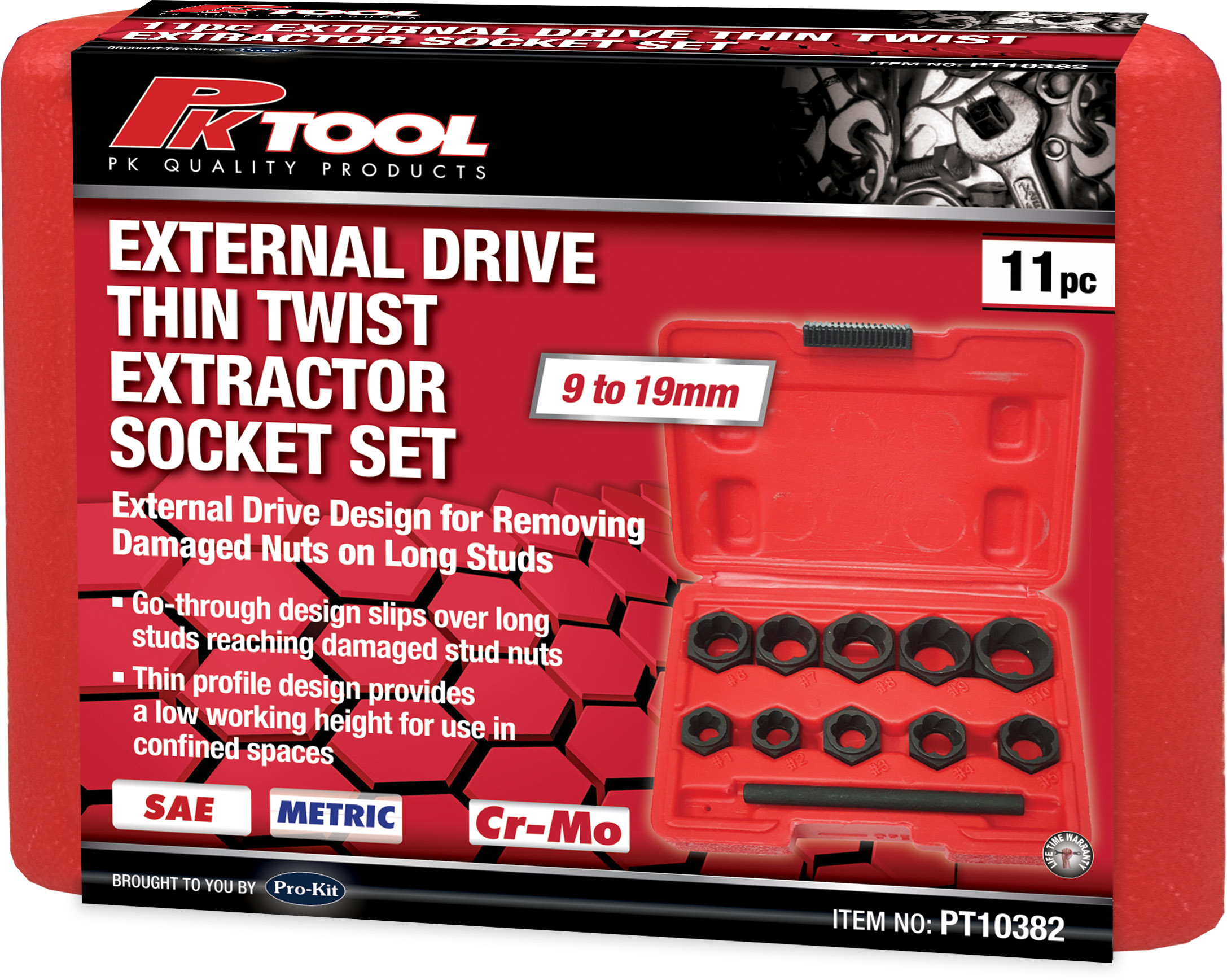 11pc EXTERNAL DRIVE THIN TWIST EXTRACTOR SOCKET SET