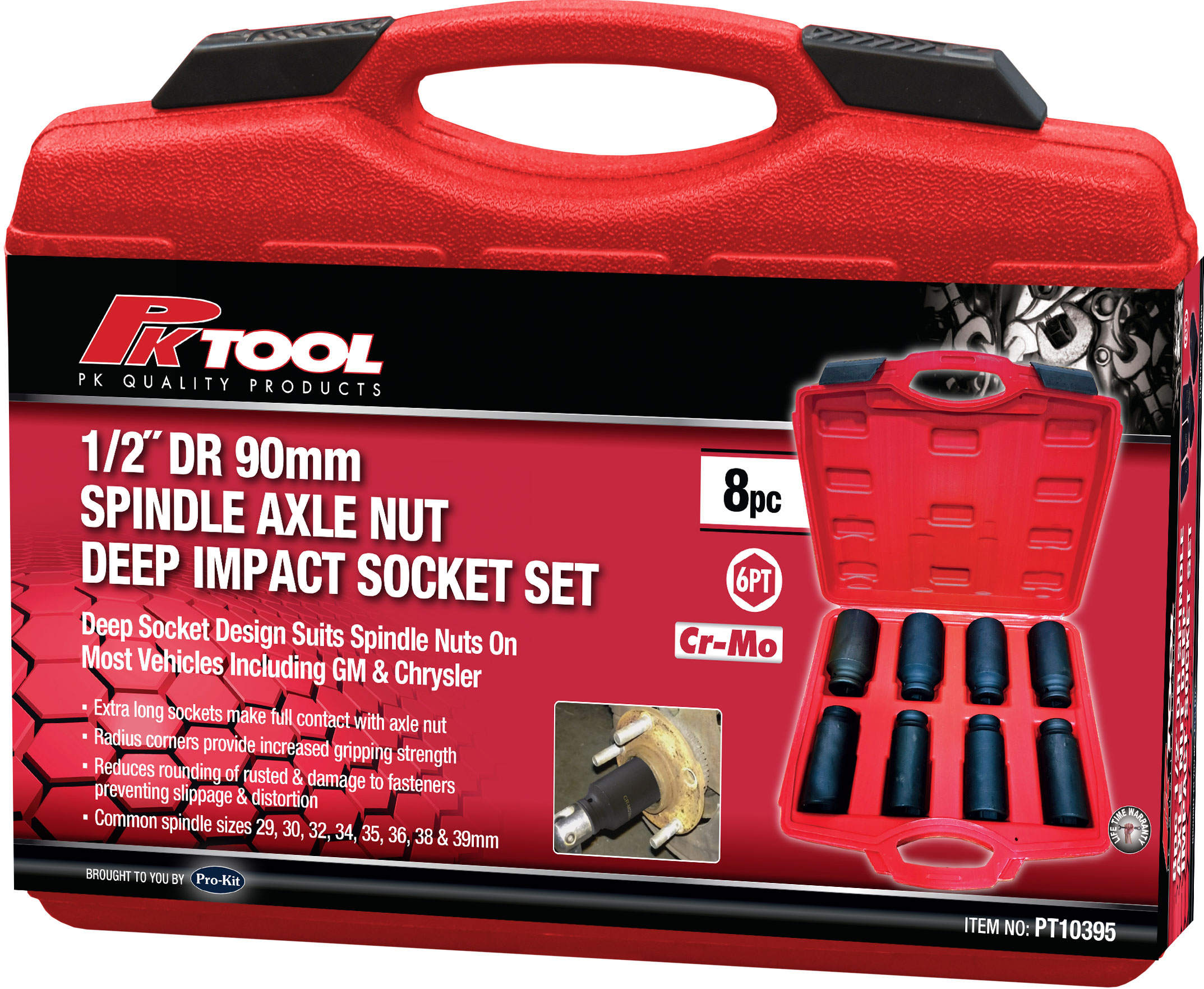 8pc 90mm 1/2” Dr Spindle Axle Nut Deep Impact Socket Set 6pt