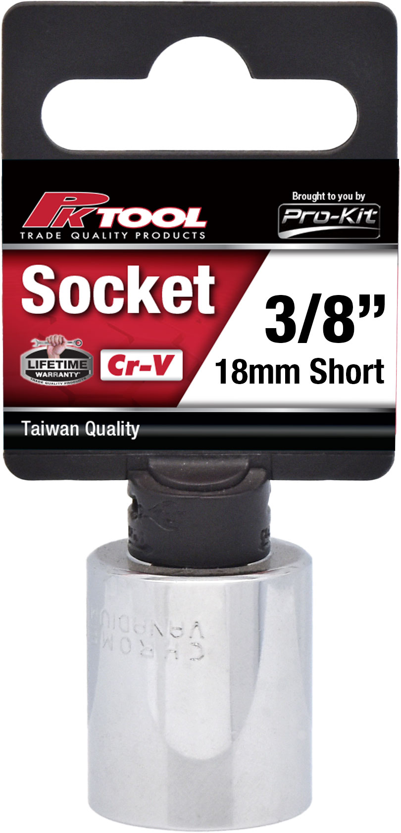 18mm 6PT 3/8” Dr Metric Regular Cr-V Socket