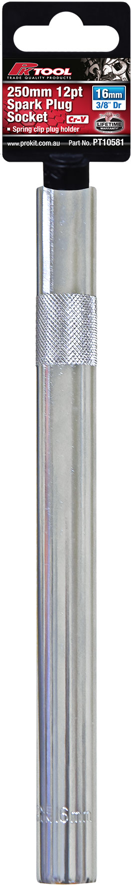 16mm 3/8” DRIVE 12PT Cr-V 250mm EXTRA LONG SPARK PLUG SOCKET