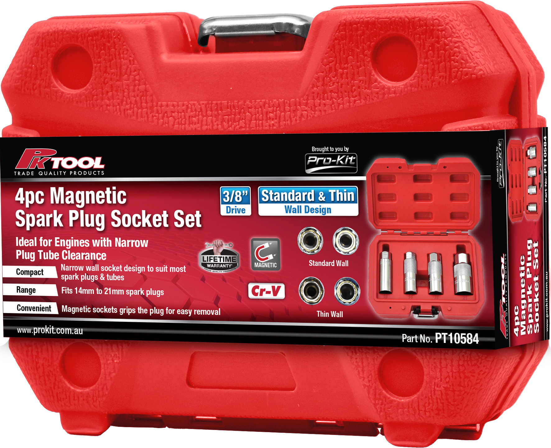 4pc 3/8” DR 60mm MAGNETIC SPARK PLUG SOCKET SET