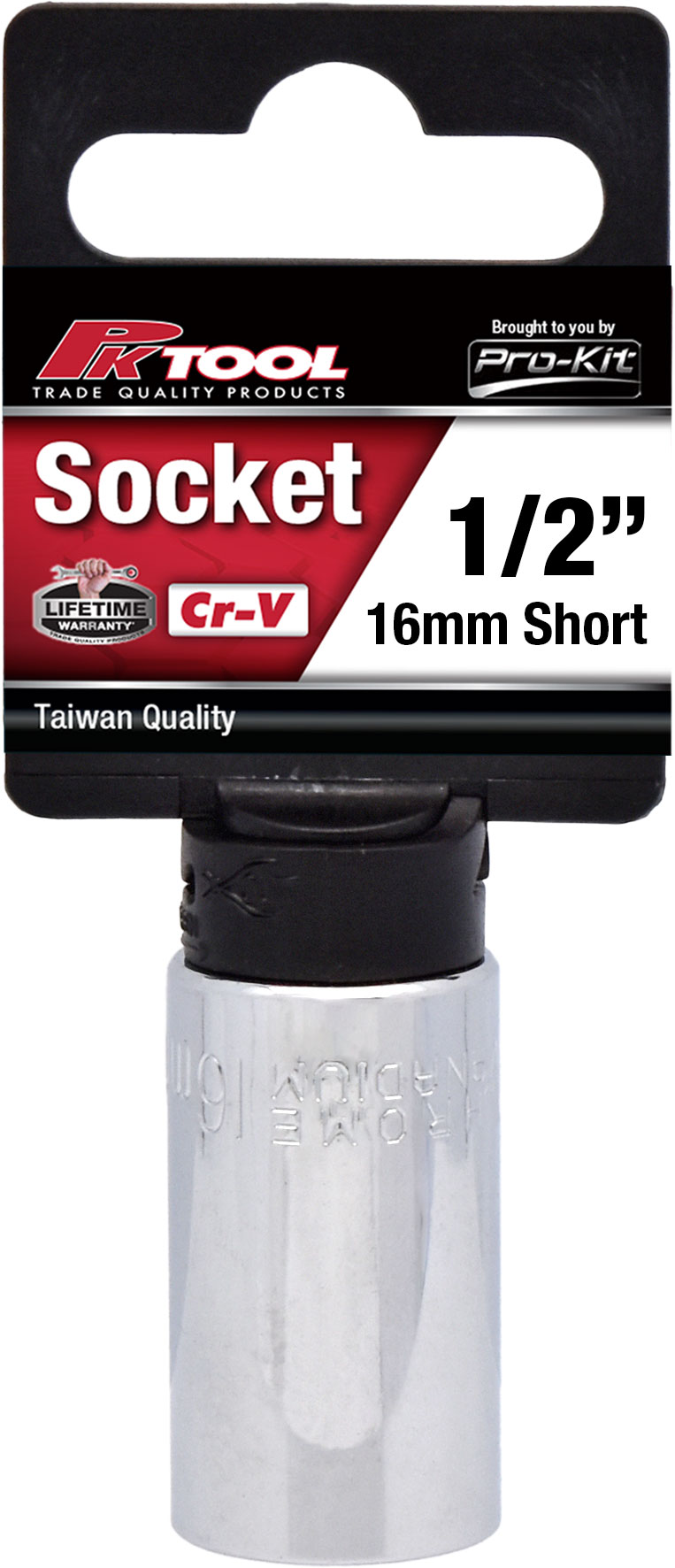 16mm 6PT 1/2” Dr Metric Regular Cr-V Socket