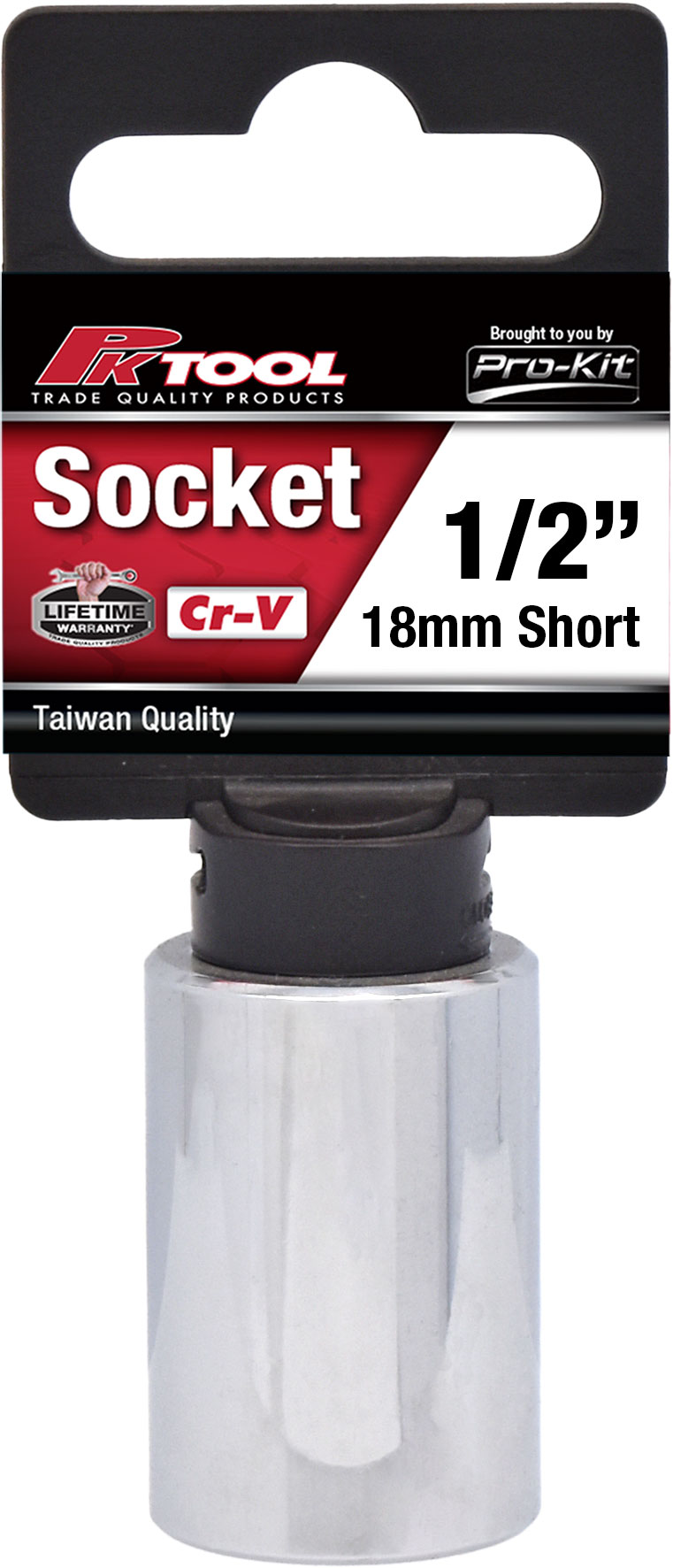 18mm 6PT 1/2” Dr Metric Regular Cr-V Socket