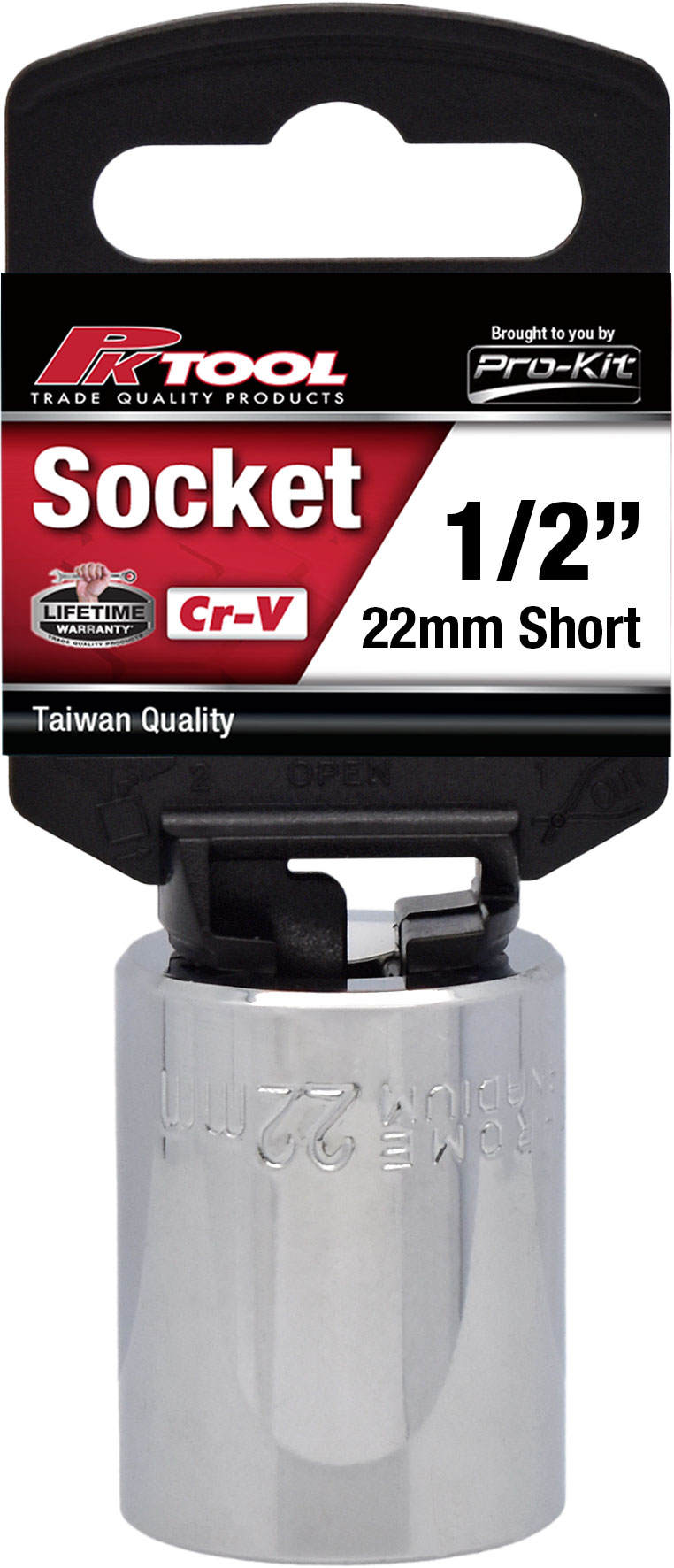 22mm 6PT 1/2” Dr Metric Regular Cr-V Socket