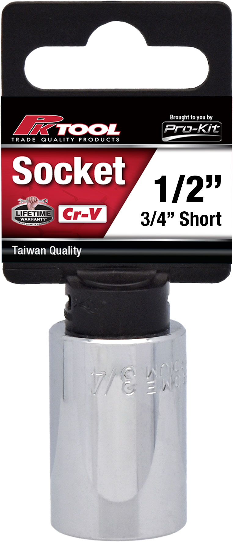 3/4” 6PT 1/2” DRIVE SAE Cr-V REGULAR SOCKET