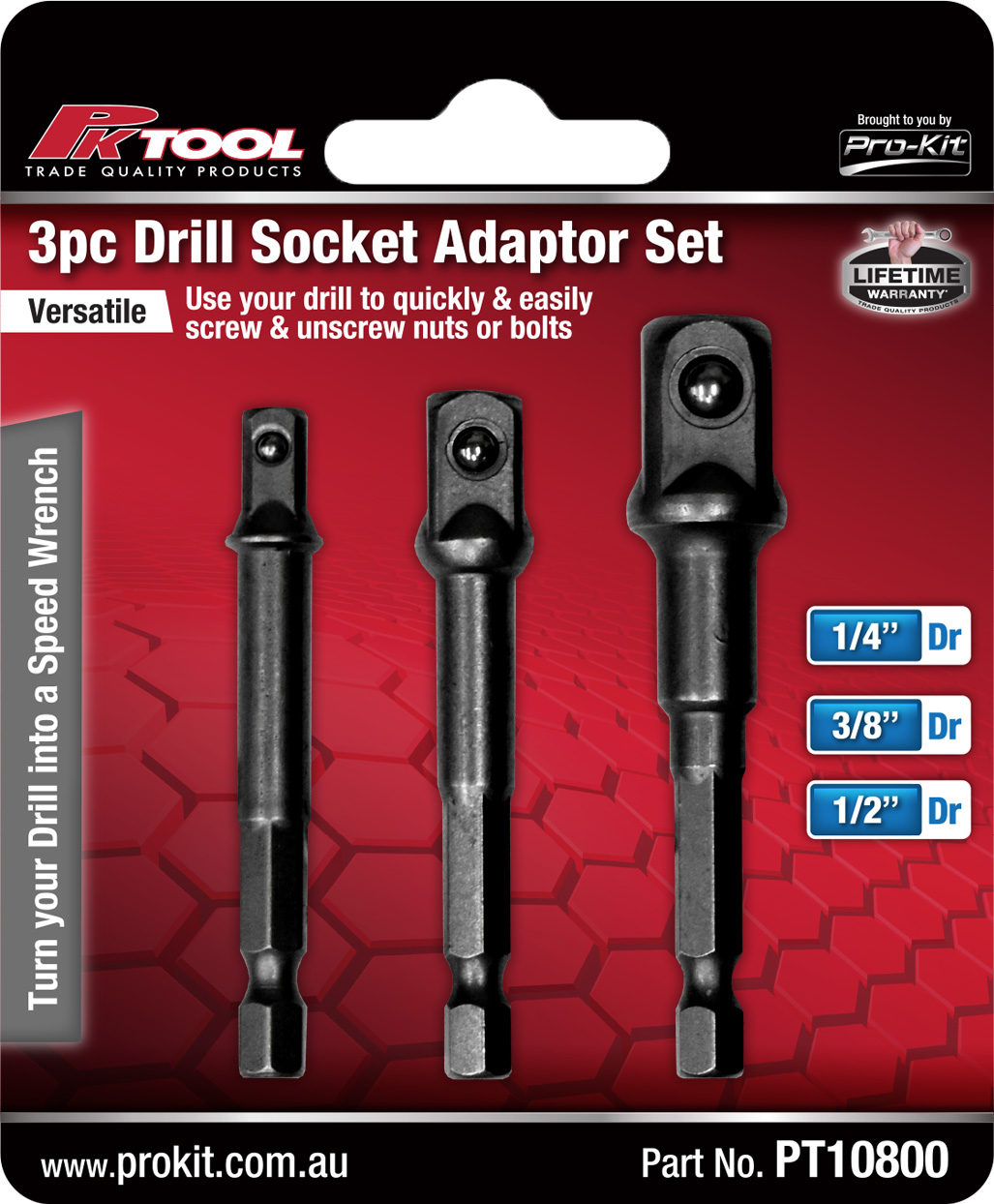 3pc Drill Socket Adaptor Set