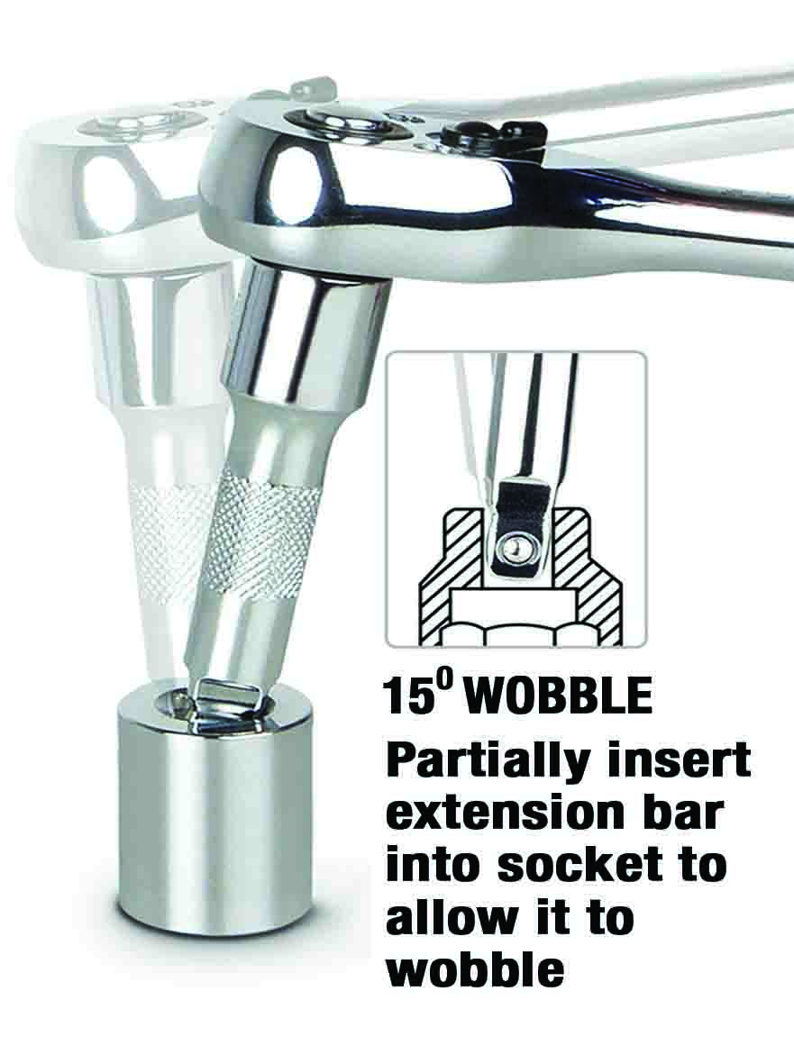 4pc 1/4” DR Cr-V WOBBLE EXTENSION BAR