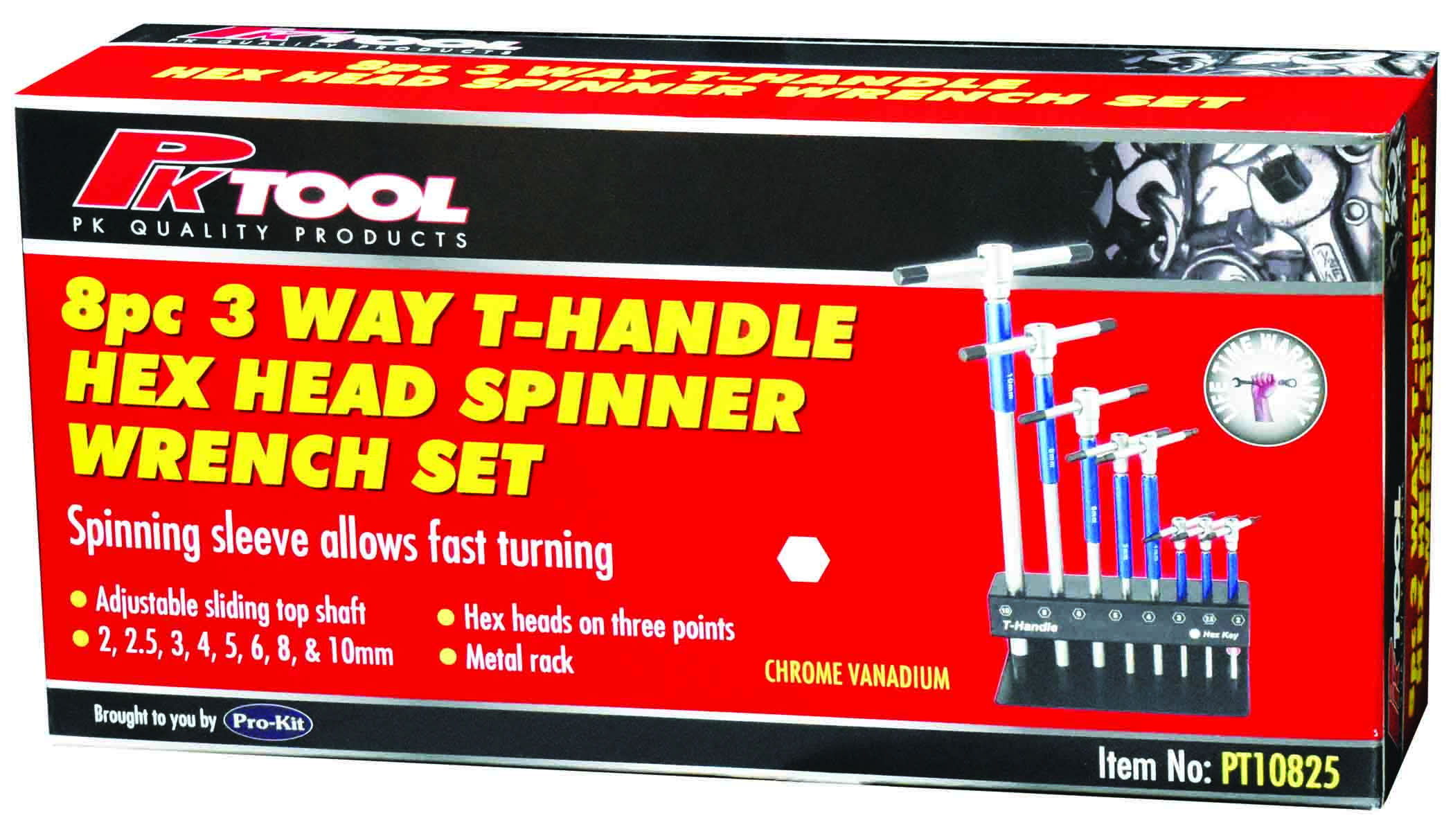 8pc Metric 3-Way T-Handle Spinner Hex Key Set