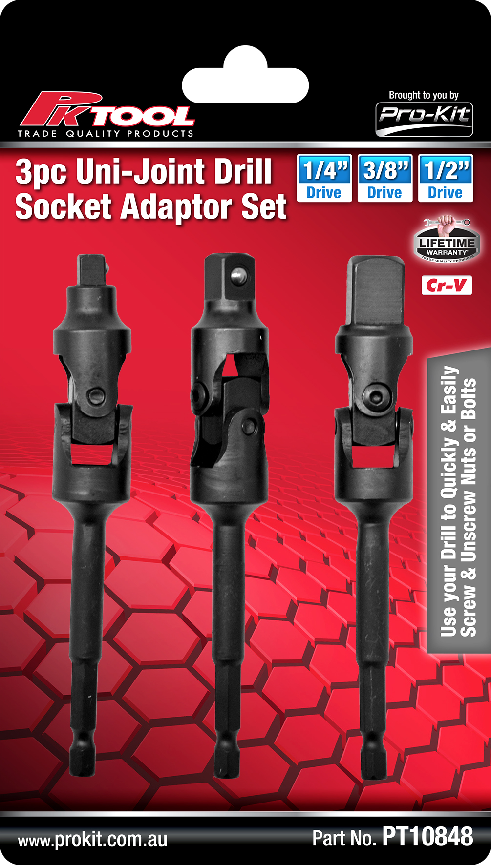 3pc Uni-Joint Drill Socket Adaptor Set