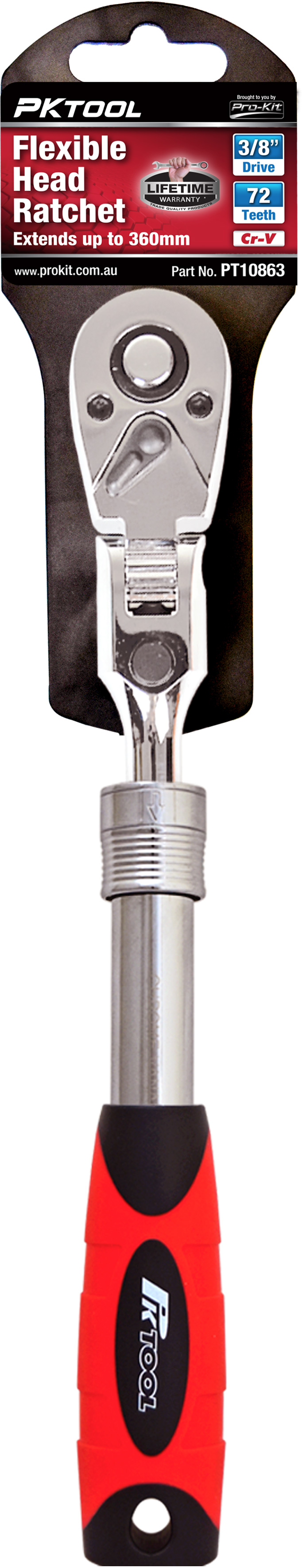 260mm 3/8” Dr Flexible Head Extendable Handle Ratchet