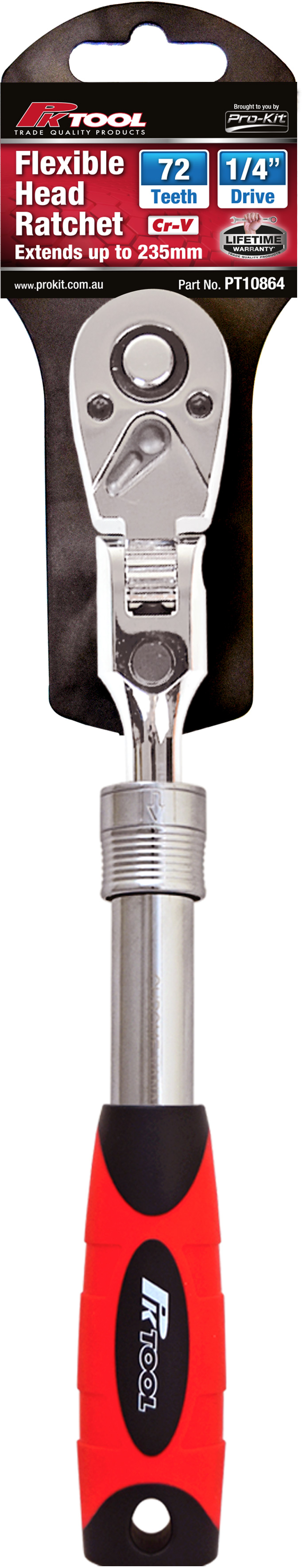 180mm 1/4” Dr Extendable Handle Flexible Head Ratchet