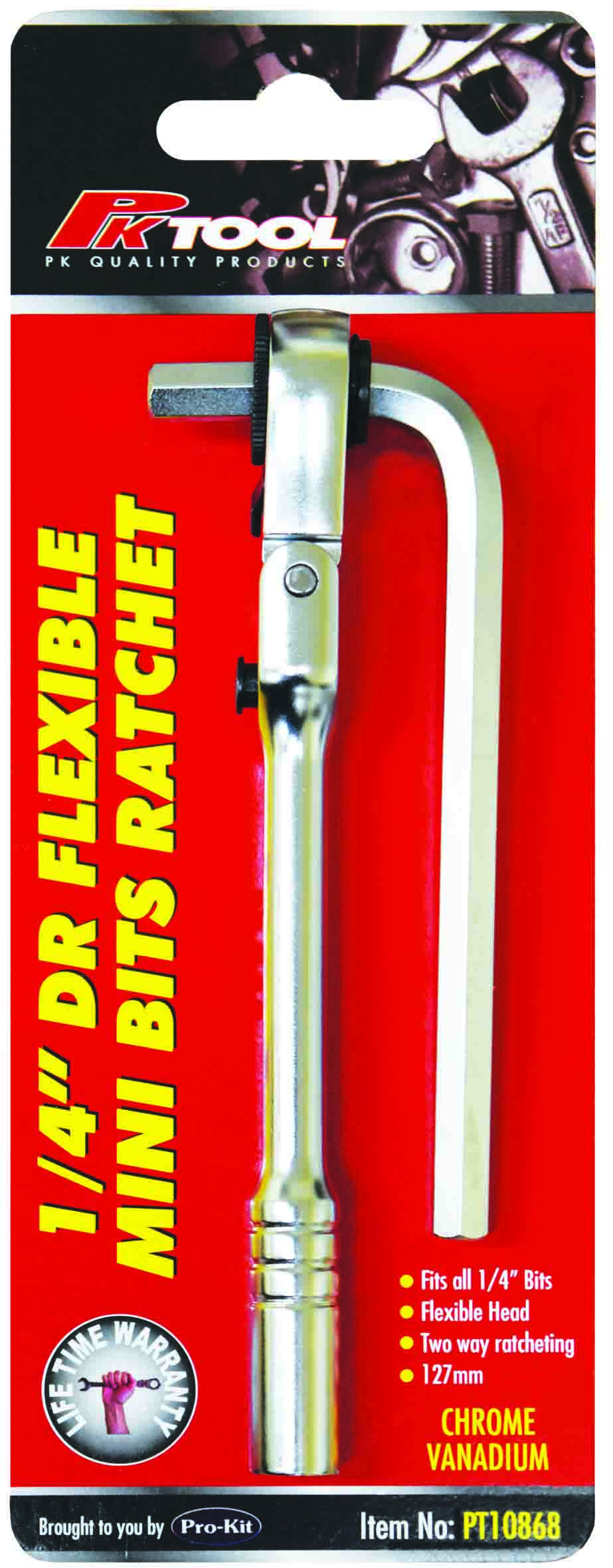 127mm 1/4″ Dr Mini Go-Through Bits Ratchet with Flexible Head