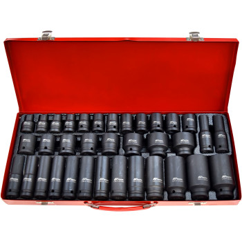 35pc 1/2” Dr Short & Deep Impact Socket Set 6pt