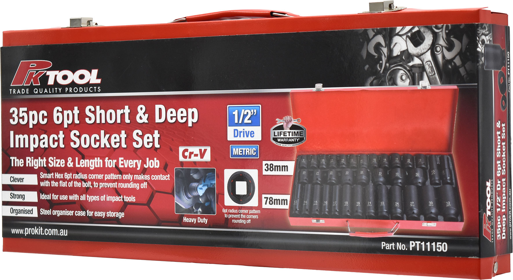 35pc 1/2” Dr Short & Deep Impact Socket Set 6pt