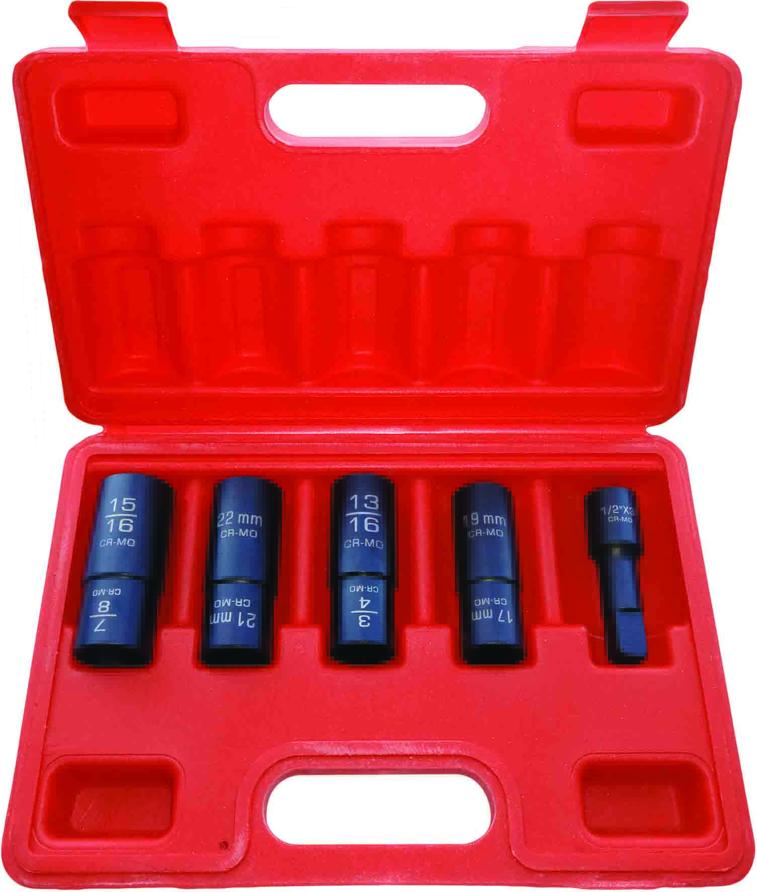 5pc 1/2″ Dr Metric Thin Walled Flip Impact Socket Set 6pt