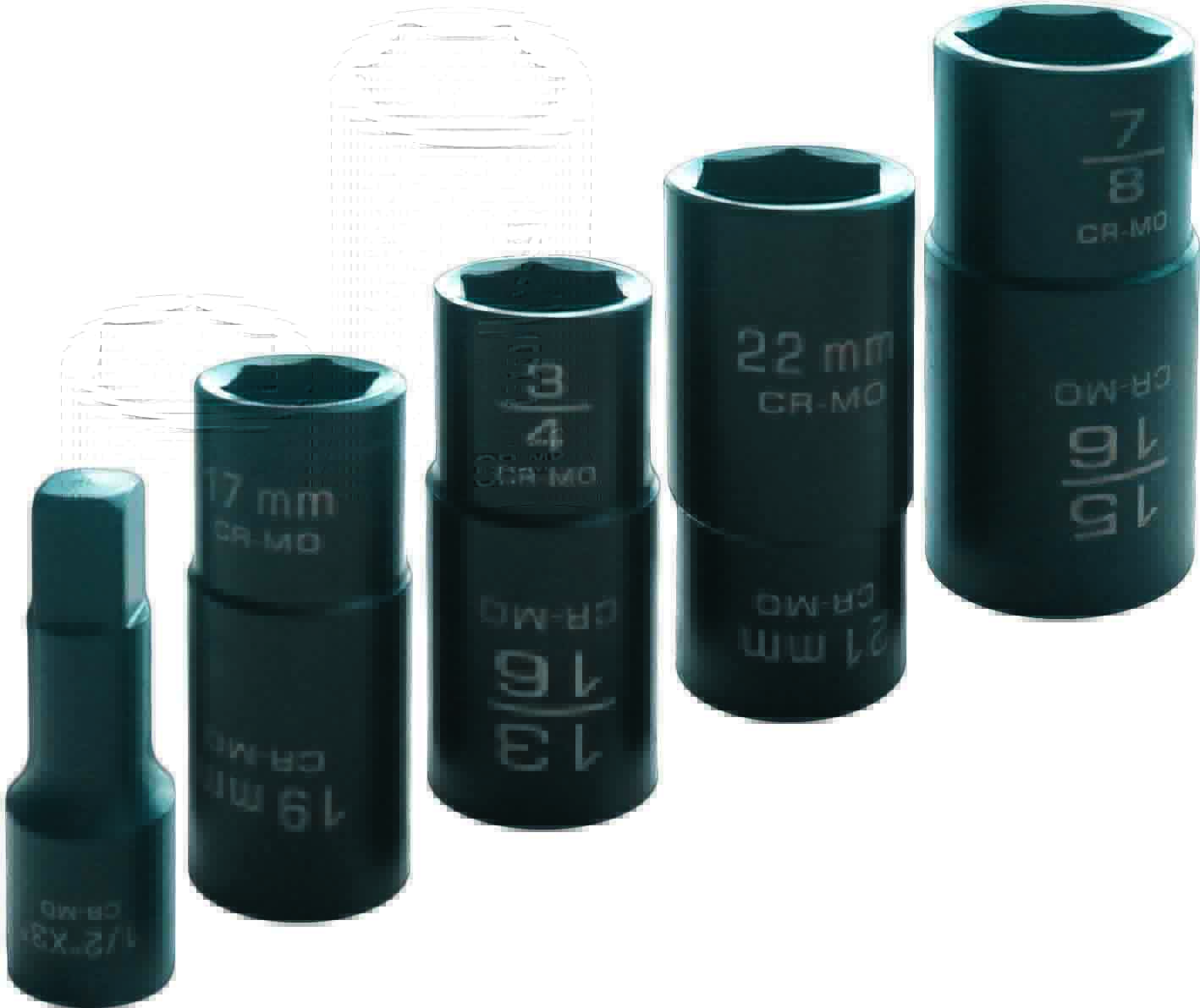 5pc 1/2″ Dr Metric Thin Walled Flip Impact Socket Set 6pt
