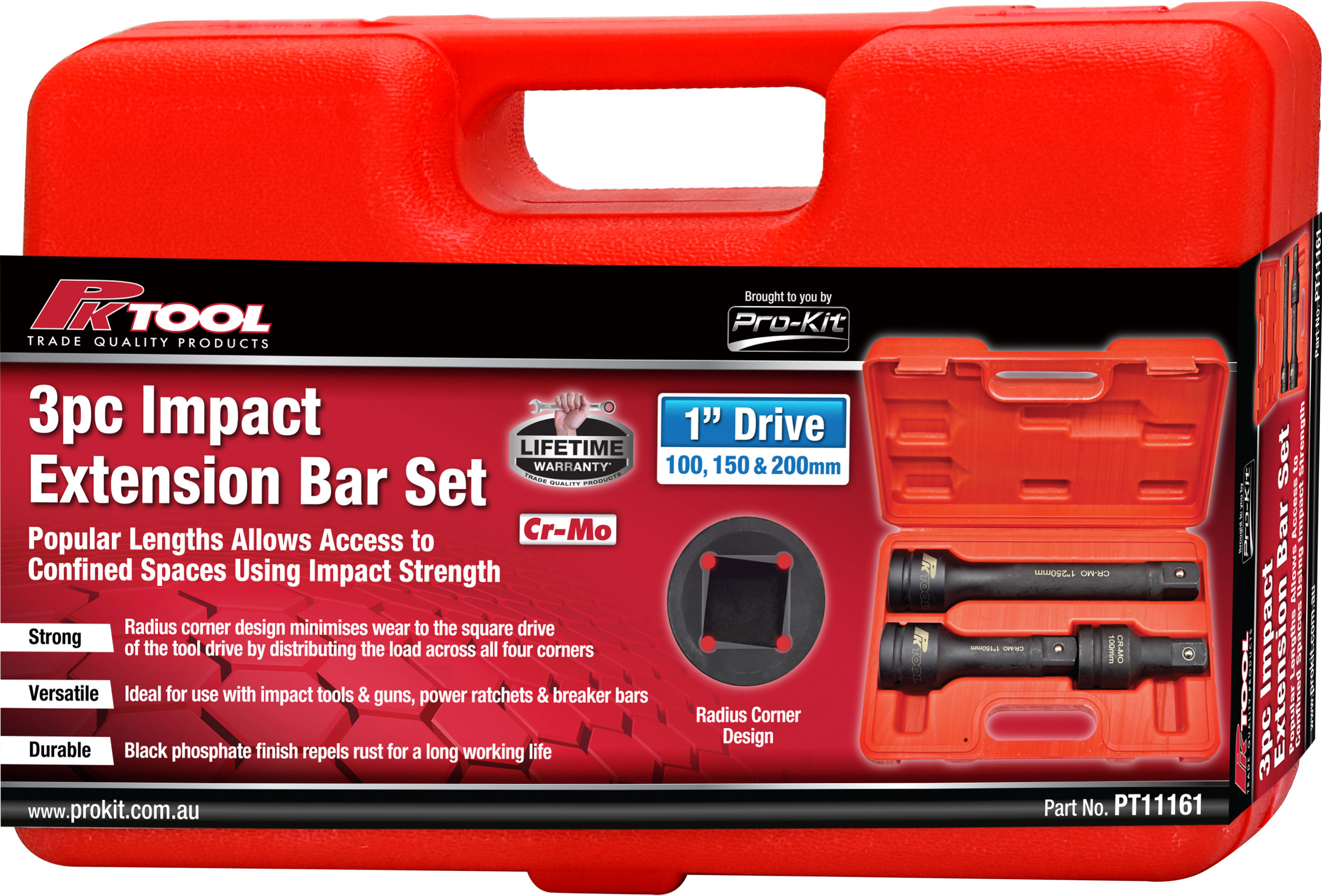 3pc 1″ Dr Impact Extension Bar Set